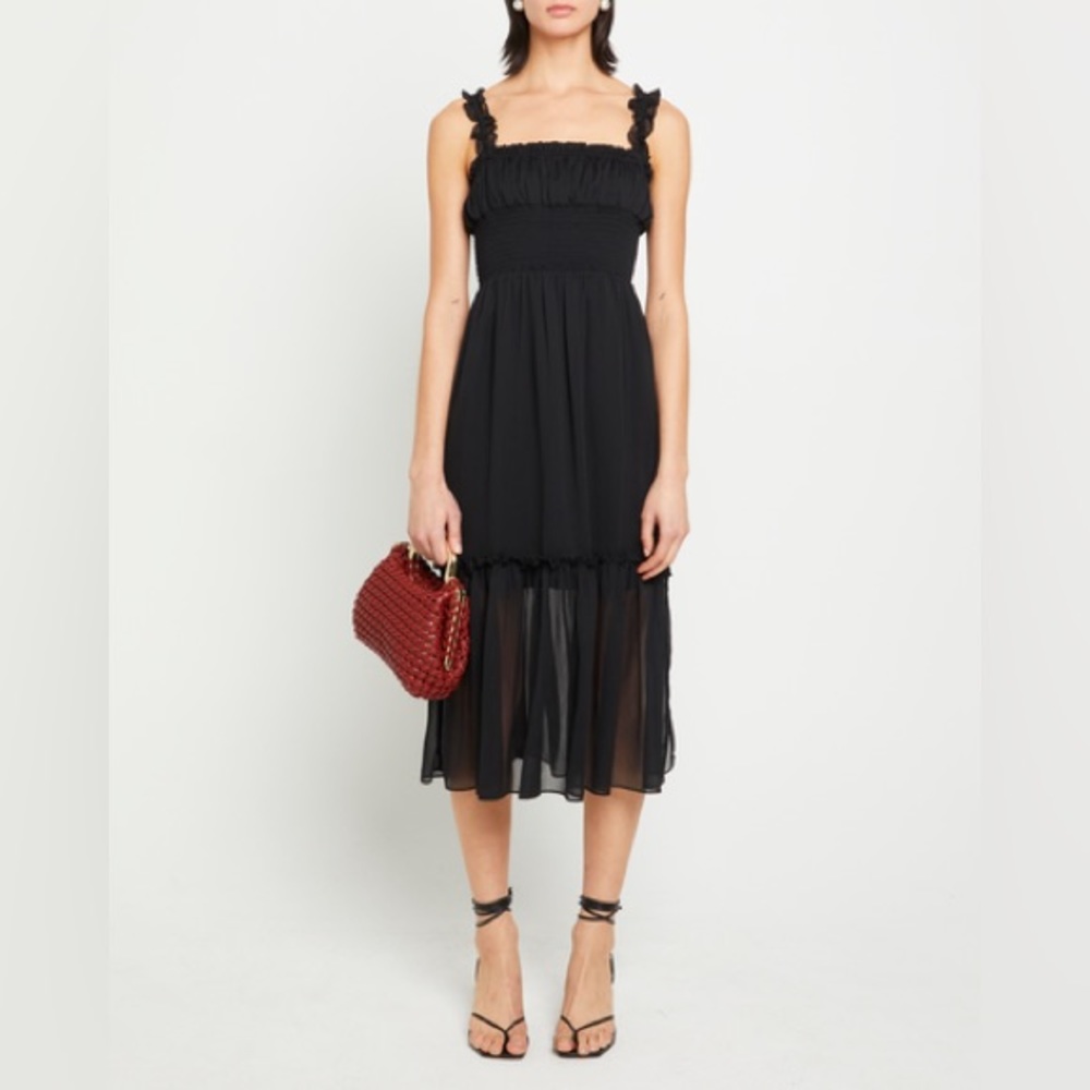 Few Moda ABIGAIL Black Sheer Midi Sleeveless Dress Size Small